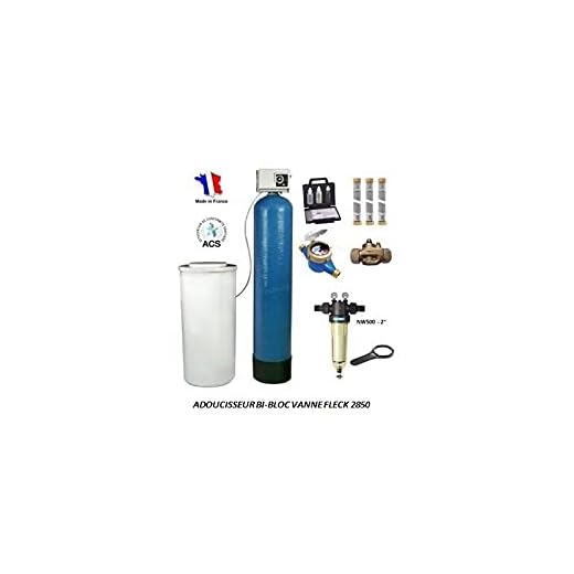 Adoucisseur d'eau bi bloc 100L fleck 2850 complet