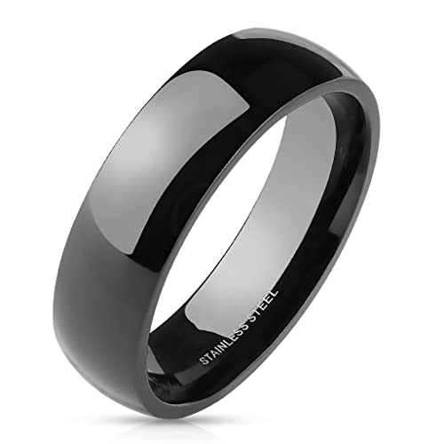 Marimor Jewelry Unisex Stainless Steel 316 Black Ion Plated Wedding Band Ring 6 or 8mm Width 06 mm Size 07