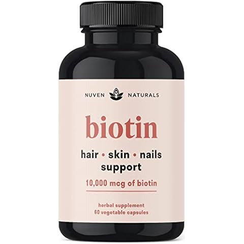 Hair Vitamins - Biotin 10000mcg with Vitamins & Adaptogens for Hair Growth, Hair Care, Hair Skin and Nails, Hair Skin and Nails Vitamins, Biotin Supplement, Hair Growth Vitamins, Biotin - 60 Capsules Cover