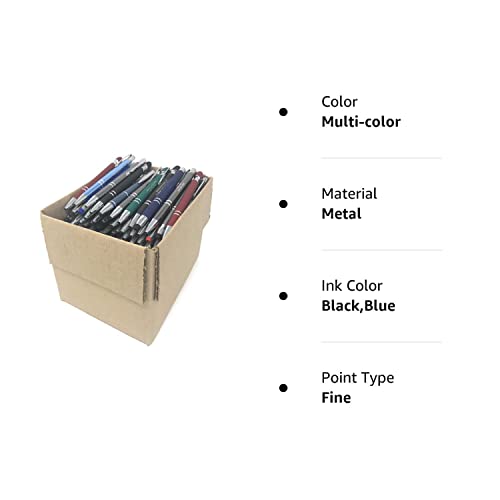 5 Lb. Box Of Assorted Misprint Metal Retractable Ball Point – Bulk Misprinted Pens, Stylus Tip, Comfort Grips, Wholesale Office Home School Black Blue Ink – Approximately 120 Pens Per Box #TOP6