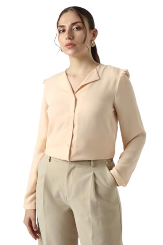 Image of Van Heusen Women Polyester Regular Fit Solid Full Sleeve Casual Shirt