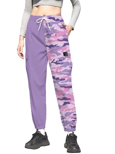 Image of Cromoncent Girls&Womens Cargo Pants Elastic Waist Lightweight Outdoor Jogger Pants, 6 Years - XX-Large