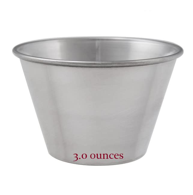 (Pack of 12) 3.0 oz. Ramekin Cups Stainless Steel Sauce Cups Commercial Grade Portion Dressings Cups