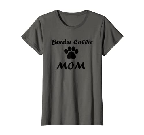 Border Collie Mom - Diseño de pata de texto negro Camiseta