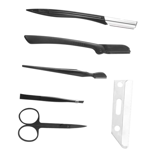 Healeved 1set Strumenti Per La Delle Sopracciglia Rasoio Per Sopracciglia Pettine Pinzette e Modellatore Accessori Makeup Per Donne Pratico e Portatile Inossidabile Nero