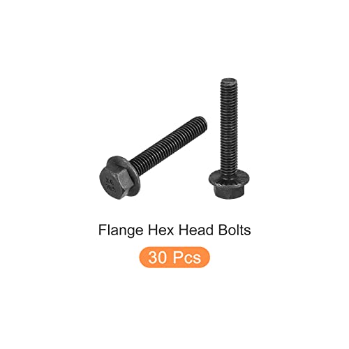 Image of METALLIXITY Flanged Hex Head Bolts (M6x35mm) 30pcs, Hexagon Serrated Flange Bolt Fully Thread Screw - for House Construction Hardware Fasteners