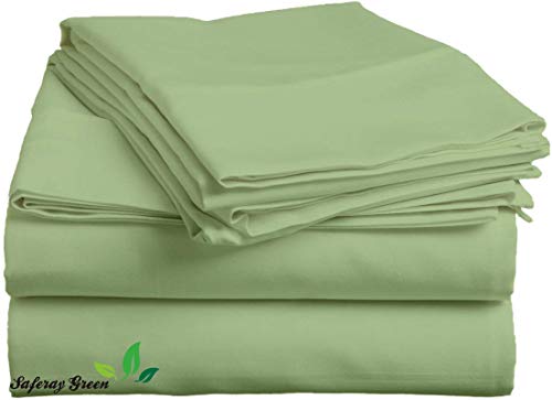 Image of Emerald Green Bedsheet with 4 Pillow Covers 400TC 100% Egyptian Cotton Premium 5 Piece Bedsheets Double Bed