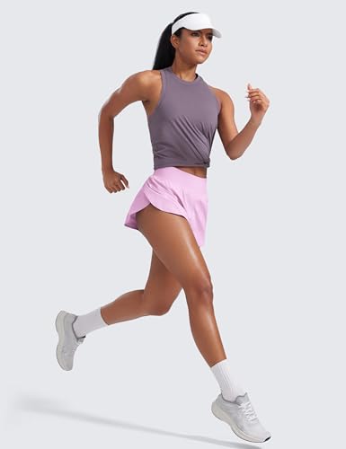 Image of CRZ YOGA High Waisted Split Running Shorts 3 inch | Mesh Liner, Quick Dry, Lightweight, for Women