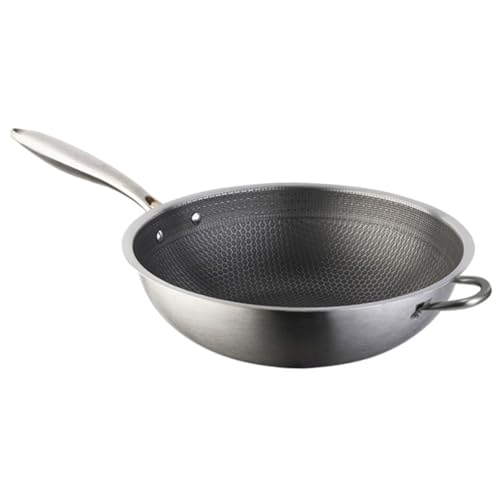Wok de acero inoxidable estilo chino con asas de panal miniatura 1