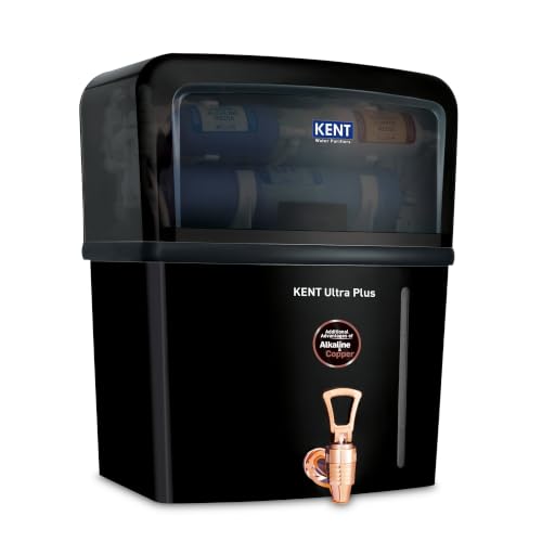 Image of KENT Ultra Plus UV Water Purifier | UV+UF+Alkaline+Copper Water Purification | With Benefits of Alkaline & Copper | Fully Automatic Operation | Wall Mountable | 8L Storage | 60 L /hr Output | Black