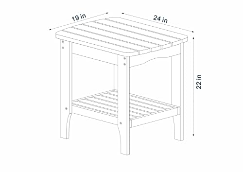 Shine Company 4103N Rectangular Wooden Indoor/Outdoor Patio Side Table, Natural #TOP2