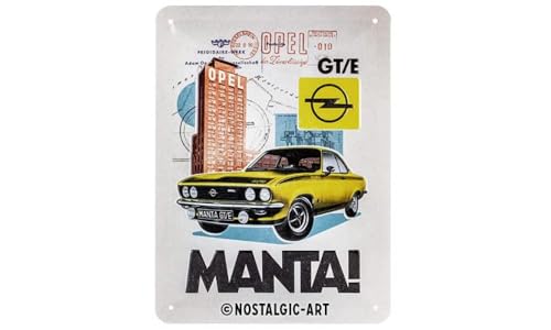 Nostalgic-Art Retro Blechschild, 15 x 20 cm, Opel – Manta GT/E Collage – Geschenk-Idee für Opel-Zubehör Fans, Original Lizenzprodukt (OLP), aus Metall, Vintage Design, Blechschilder Sprüche