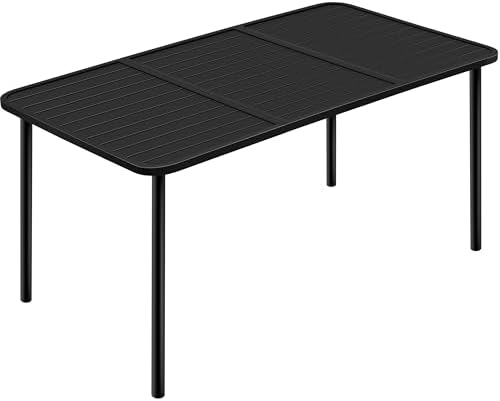 Yaheetech Outdoor Dining Table for 6 Person, Rectangular Slatted ...