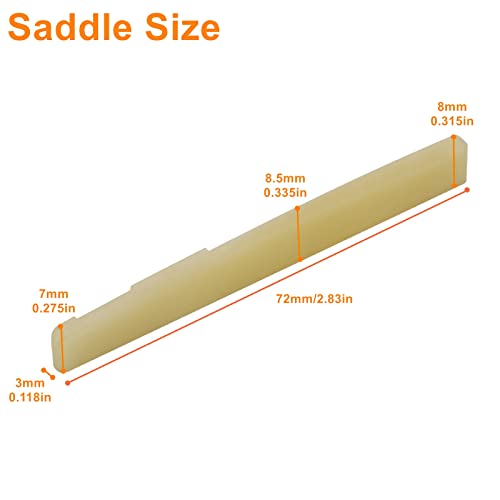 Miwayer Acoustic Guitar Bridge Unbleached Bone 6 Strings Saddle And Nut Made Of Real Natural Bone (Acoustic Bridges 1 Pair) #TOP2