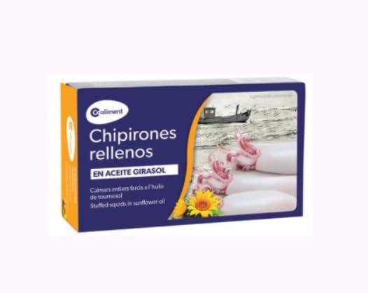 Chipirones Rellenos in Sonnenblumenöl, Gefüllte Tintenfische, 72g, 4er Pack