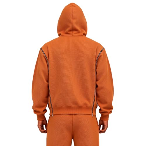 Mens Waffle Zip Up Hoodie Interchangeable Zipups Oversized Y2k Sweatshirt - image 2