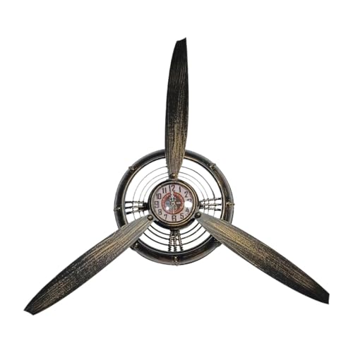 Kuntesetty Reloj de Pared con Diseño de Hélice de Avión para Sala, Bronce, Individual