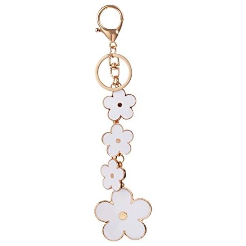 Giftale Women's Flower Bag Charms White Enameled Keychain Purse Accessories,#526-1D Cover