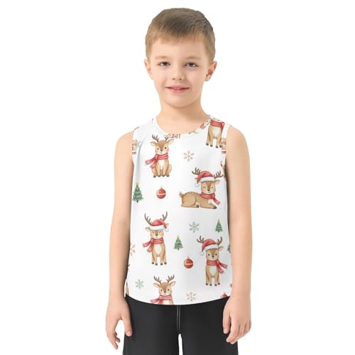 J JOYSAY Christmas Deer Snowflakes Boys Tank Top Sleeveless Muscle Shirts Quick Dry Active Sport Workout Kids T-Shirts 3-15T2