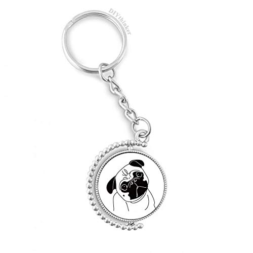 Llavero giratorio perro negro accesorio anillo Pilgrim DIYthinker ilustración colgante para llaves