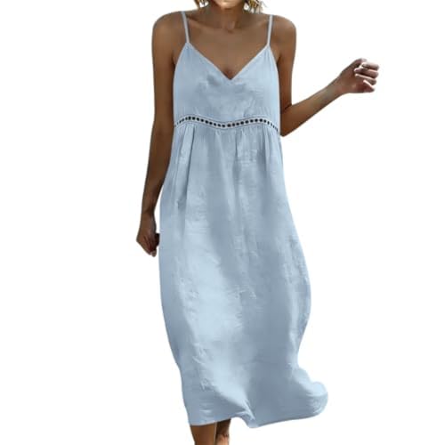 Robe sans manches épaules dénudées style bohème chic taille haute unie