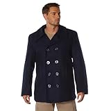 Rothco Classic Wool Peacoat - Timeless Style with 29oz. Wool Blend and Quilted Nylon Liner - Navy Blue - L