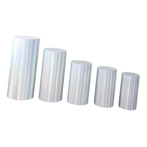 Couvercles de socle de cylindre argent brillant, ensemble extensible de 5 pièces