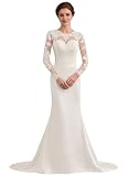 Women's Bridal Gowns for Bride 2026 Mermaid Wedding Dresses for Women Plus Size Bridal Dress with Sleeves Ivory 4