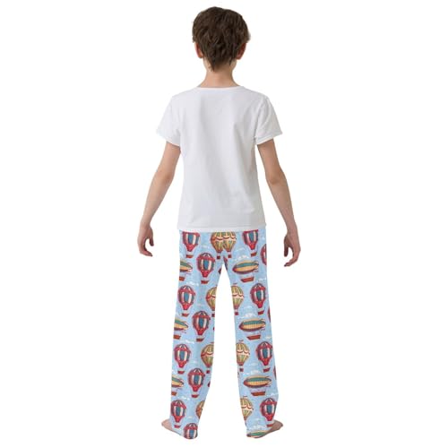 Sky Hot Air Balloon Boys Long Pants Soft Trousers Elastic Waist Kids Lounge Bottoms with Pockets S-XL3
