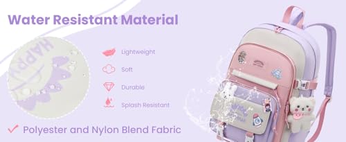 Image of ADSON kawaii Girls Travel School Bag|Backpack Of Large Capacity Aesthetic Stylish Girls Korean Laptop Bag Rucksack for School |College Bags Cute Bookbag for Teens Water Resistance