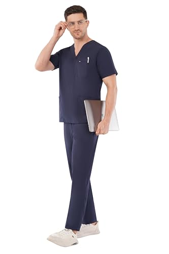 Image of PRAGATI TRENDS Premium Unisex Scrub Suit With Customize Name Print Option(Follow the Description) V-Neck Top and Cargo Type Trouser