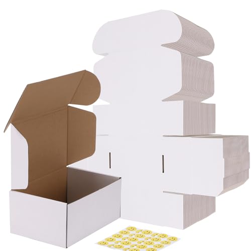 Image of RLAVBL 30 Pack 9x6x4 Shipping Boxes, White Corrugated Cardboard Mailer Box for Packing Mailing Small Business