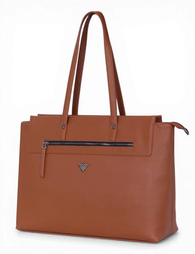 Image of Premium Women's Laptop Tote Bag | Handcrafted Leatherette Shoulder Handbag | 2 Pocket Stylish Office & Casual Carry Bag