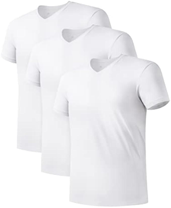 DAVID ARCHY Men's Undershirt Bamboo Rayon Moisture-Wicking T-Shirts Stretch Crewneck/V-Neck Tees for Men, Multi-Pack