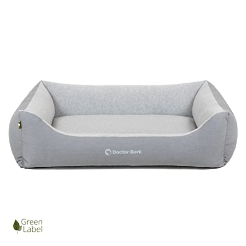 Doctor Bark Hundebett Mittelgroße Hunde - Hundekörbchen Flauschig und Weich - Waschbar, Strapazierfähig, Kuschelig - Made in Germany - GreenLabel (L - 97x75 cm, Hellgrau)