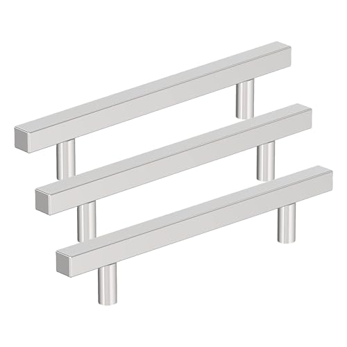 Image of Amerock 10BX3717726 | Polished Chrome Cabinet Pull | 5-1 /16 inch (128mm) Center-to-Center | 30 Pack | Bar Pulls Square | Furniture Hardware