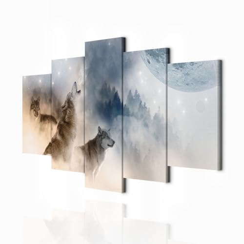 Impression sur Toile Loups et Montagnes : Cadre Déco Salon Moderne grand format decomonkey