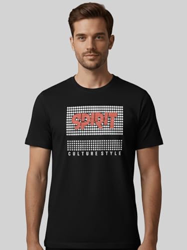 Image of Dollar Club Men's Cotton Round Neck Printed T-Shirt Black