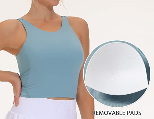 Image of THE GYM PEOPLE Women Sports Bra Sleeveless Padded Running Workout Tank Tops