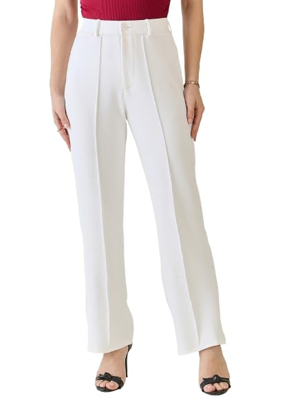 aayu Women's High Waist Regular Fit Trouser, Elastic Staright Pants, for Office Work & Casual wear Trouser-picture-47