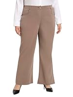 wild U Women Plus Size Extra Stretch Trouser | High Waist | Elastic | Formal Work Wear | Taupe (Brown, Size : 48)