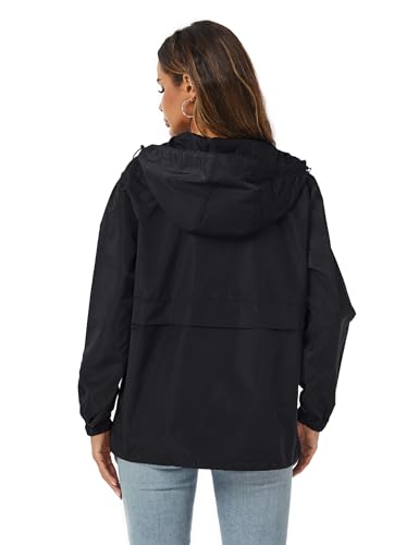 Avoogue Womens Rain Jacket with Hood,Pullover,Packable,Lightweight,Windbreaker,Waterproof,Breathable.3