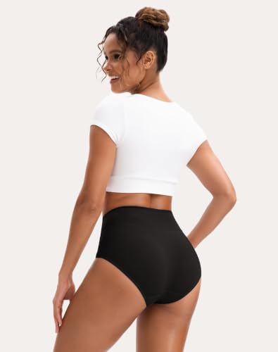 Image of INNERSY Women's High Waisted Underwear Cotton Panties Regular & Plus Size 5-Pack