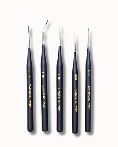 Image of Stationerie Paint Brushes Set /Handmade Professional Artist Painting Brush Set for Acrylic, Watercolor, & Gouache Painting with Brush Holder (Mini Detailers)