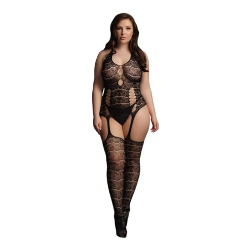 Bodystocking jarretelle dentelle extensible confortable sans serrer