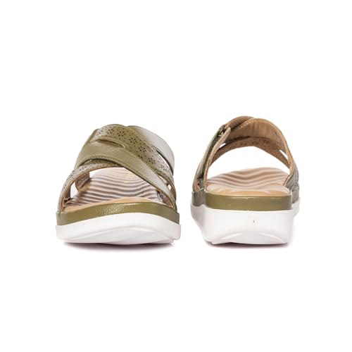 Image of Khadim's Softouch Leather Platform Heel Slip On Sandal for Women | 1.5 Inch Low Heel | Suitable for Daily Use