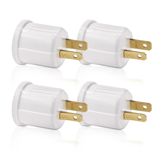 outlet to socket adapter plug-in light socket convert outlet to light bulb socket polarized 2-prong outlet to e26 e27 screw base bulb socket 660 watt 125 volt ul listed 4-pack