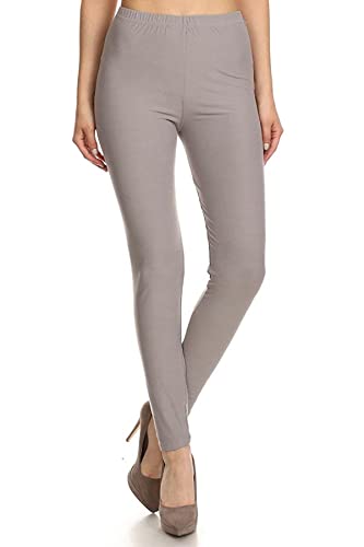 Image of Leggings Depot Women's High Waist Leggings Soft 1 inch Waistband Solid Pants - Regular, Plus, 1X3X, 3X5X