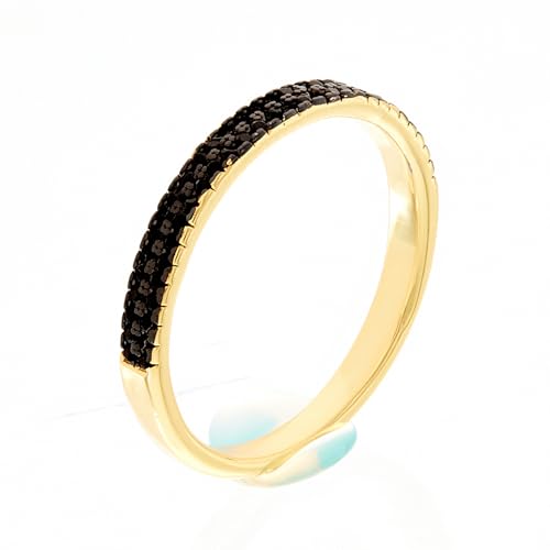 Bague sparkling plaqué or zircons noirs pour vos soirées chic - 2