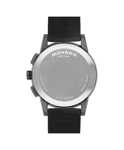 Movado Museum Sport Men's Luxury Chronograph Watch - Swiss Quartz Movement, Calfskin Strap, Water Resistance 30 Meters (3ATM) - Stylish Sports Timepiece - Gift for Him - 43mm3